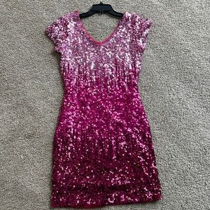 Ombré pink sequins mini dress